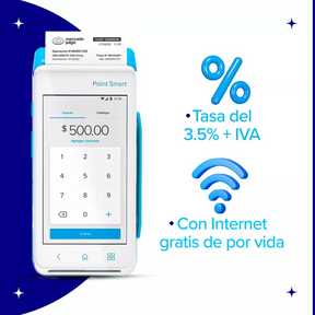 Point Smart Mercado Pago – Terminal de Cobro con Impresora y Conexión 4G/Wi-Fi, Sin Renta Mensual